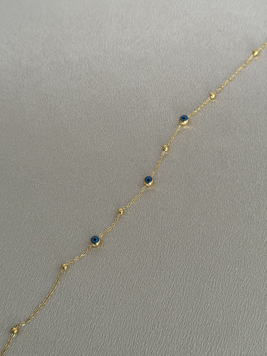 Blue Eye Beaded Anklet